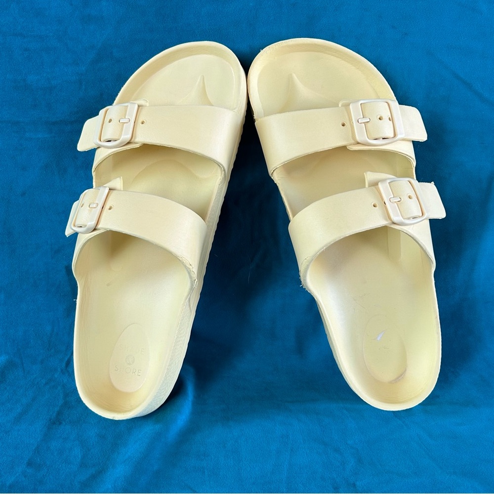 Women’s Shade and Shore Two Strap Sandals Slides Bright Yellow Size US 9